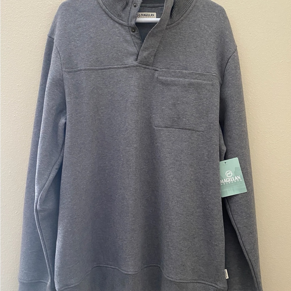 Magellan Outdoors Men’s LS Campfire Mock Pullover Castlerock Gray XL NWT